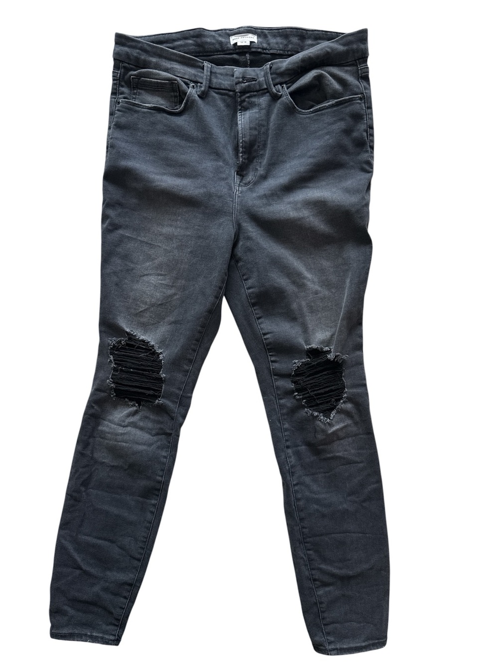 Good American Black High-Rise Skinny Jeans, size 14